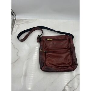 M. London Messenger Bag Mens Burgundy Leather Crossbody NYC Adjustable Strap